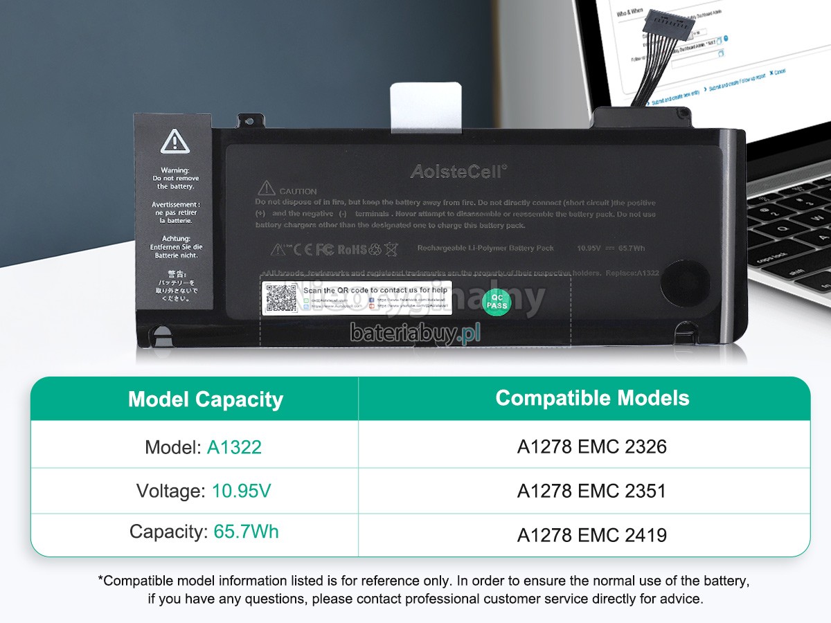 Apple MacBook Pro 13 inch A1278 (Mid 2012) bateria