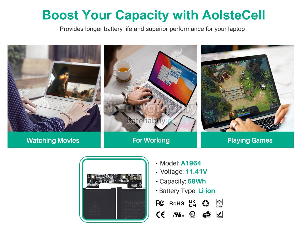 Apple MacBook Pro Core I7 2.7G 13 inch TOUCH BAR A1989(Mid-2018) bateria